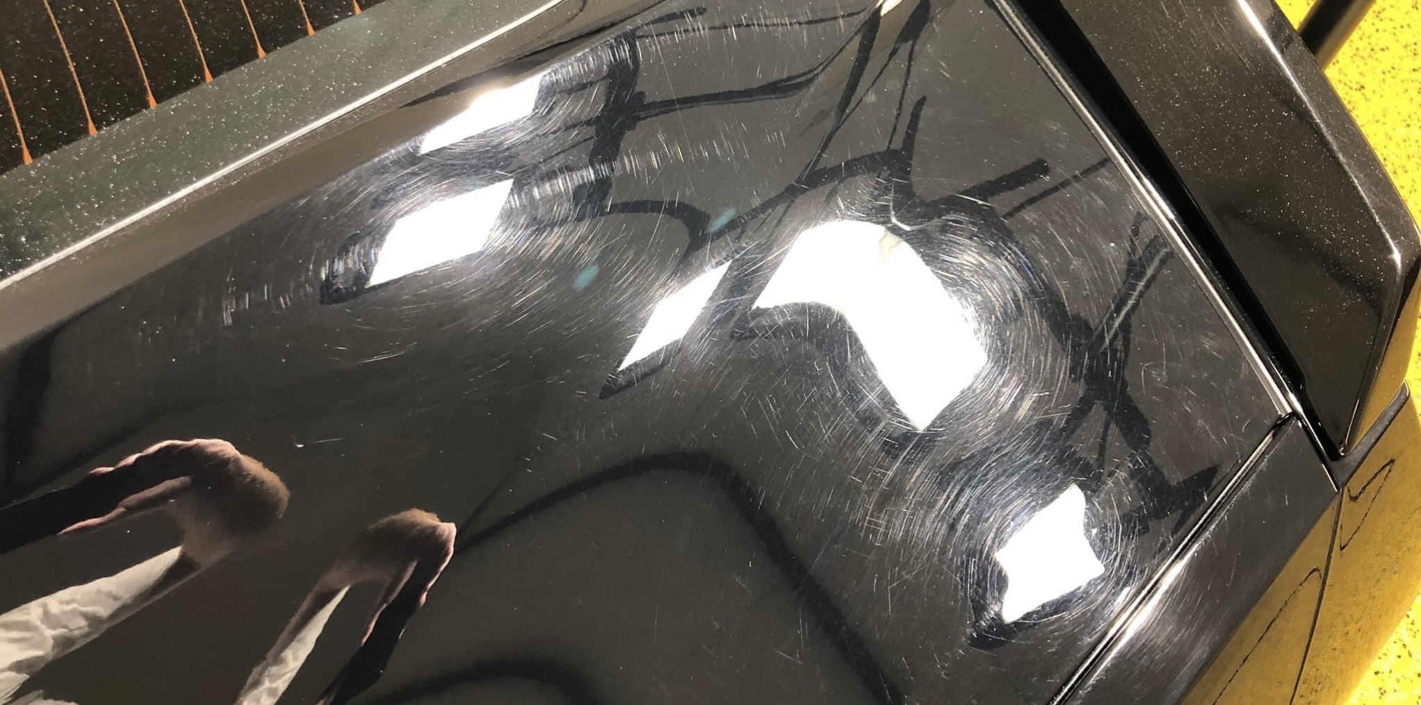 Black paint after cut and polish — mirror finish